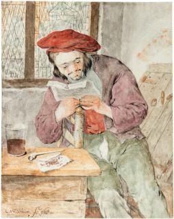 Cornelis Dusart - A Young Man Seated At A Table, Reading