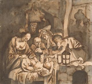 Cornelis Dusart - Die Anbetung der Hirten.