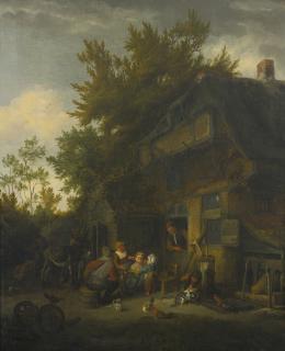 Cornelis Dusart - Peasant Family Outside A Cottage