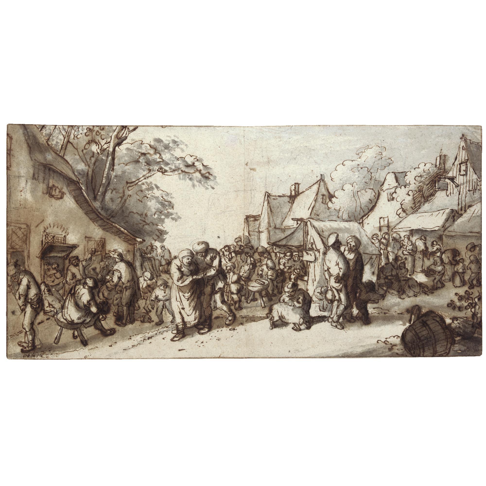 Cornelis Dusart - Peasants Merrymaking On A Village Street