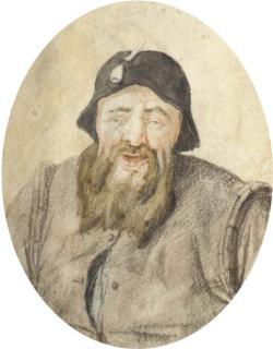 Cornelis Dusart - Portrait of A Bearded Man With A Pipe In His Hat, Half-Length