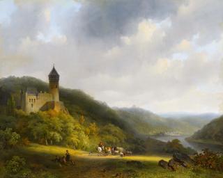 Cornelis Gerrit Verburgh - Ideale Rheinlandschaft mit Hirten.