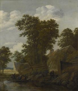 Cornelis Gerritsz. Decker - River Landscape With Fishermen In A Boat, Houses Beyond