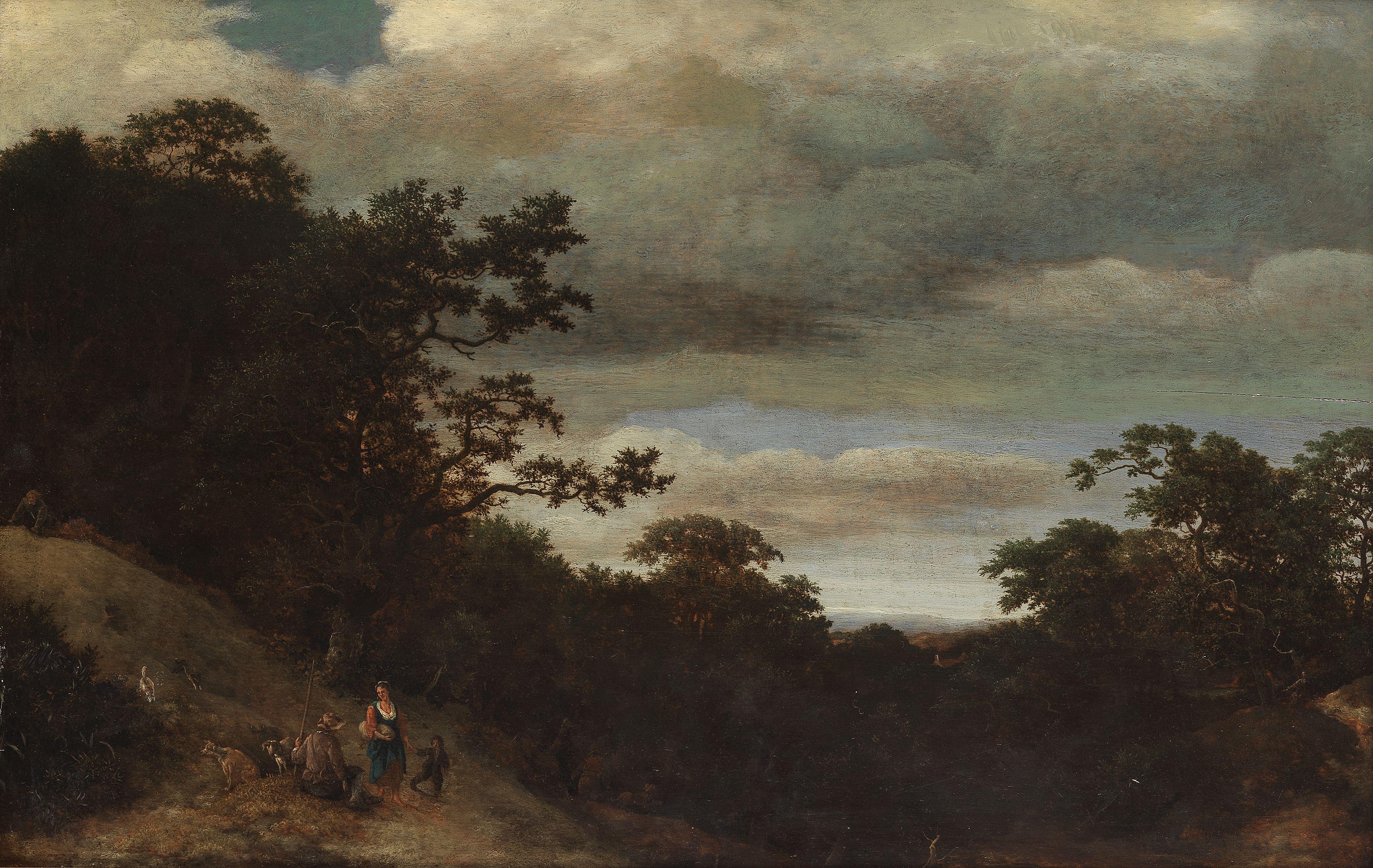 Cornelis Hendriksz. Vroom - A Wooded Landscape With Travellers On A Country Path