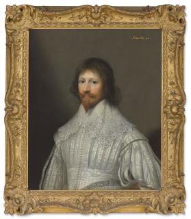 Cornelis Johnson Van Ceulen - Portrait of a gentleman, traditionally identified as John Digby, 1st Earl of Bristol (1580-1653), bust-length, in a silver doublet and lace collar