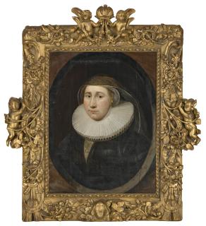Cornelis Johnson Van Ceulen - Portrait of a lady, traditionally identified as Cornelia Huysmans, bust-length, in a feigned oval