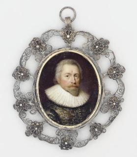 Cornelis Jonson Van Ceulen - A gentleman, in silver-embroidered grey doublet, white lace ruff, moustache and small pointed beard