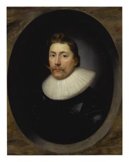 Cornelis Jonson Van Ceulen - Portrait Of A Gentleman, Bust Length, Within A Painted Oval