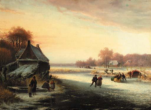 Cornelis Kimmel - Winterfun: skaters on the ice