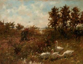 Cornelis Koppenol - Geese in a garden