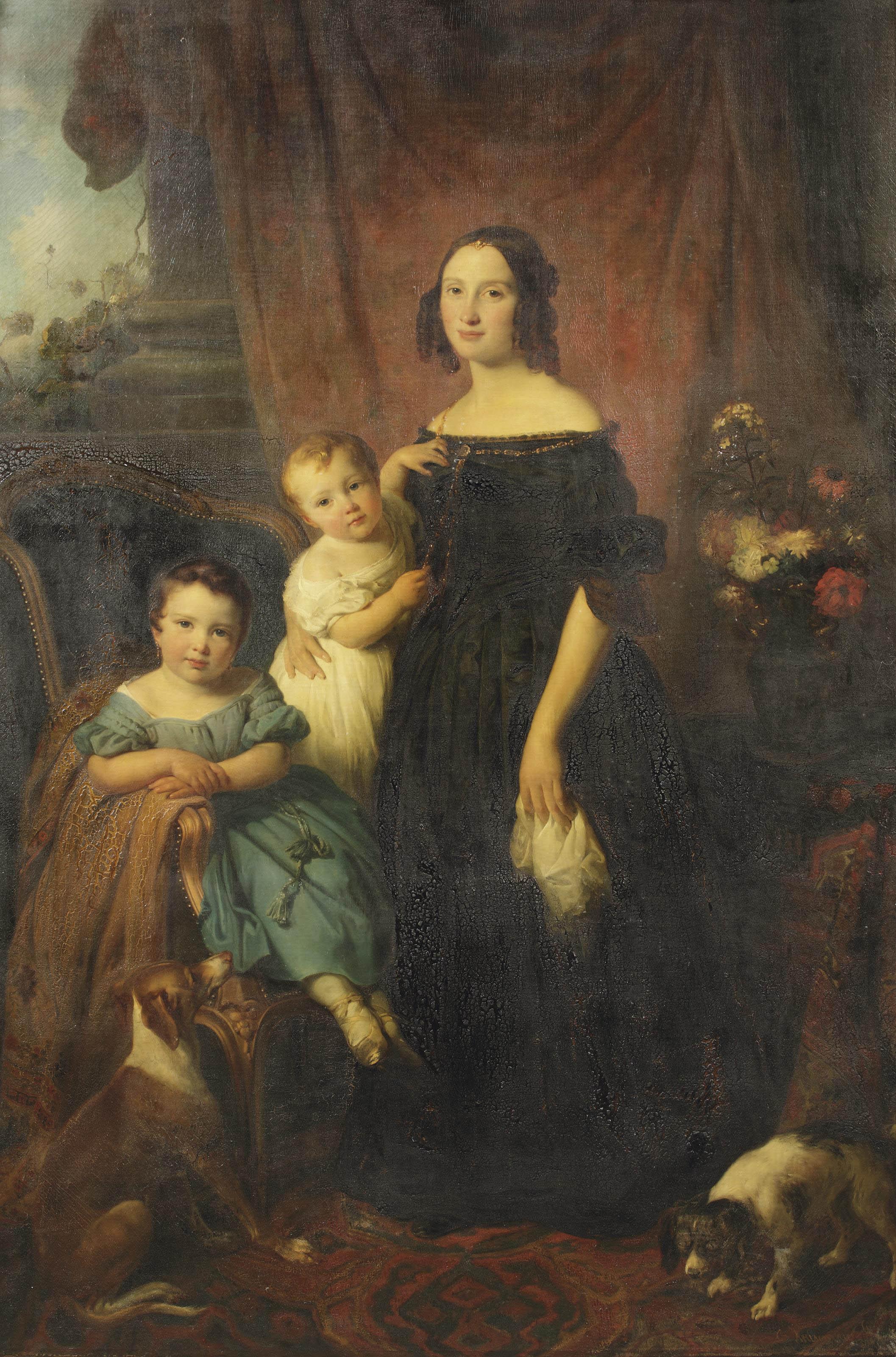 Cornelis Kruseman - Portrait of Cornelia Wilhelmina Cheriex-Nicola (1814-1908) and her daughters Catharine Nicola (1839-1868) and Wynanda Nicola (1837-1921)