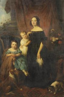 Cornelis Kruseman - Portrait of Cornelia Wilhelmina Cheriex-Nicola (1814-1908) and her daughters Catharine Nicola (1839-1868) and Wynanda Nicola (1837-1921)