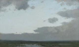 Cornelis Kuypers - Evening: a moonlit polder landscape