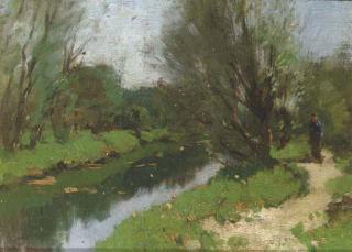 Cornelis Kuypers - Walking along a stream
