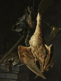 Cornelis Lelienbergh - Jagdstillleben mit Gans und Hasen