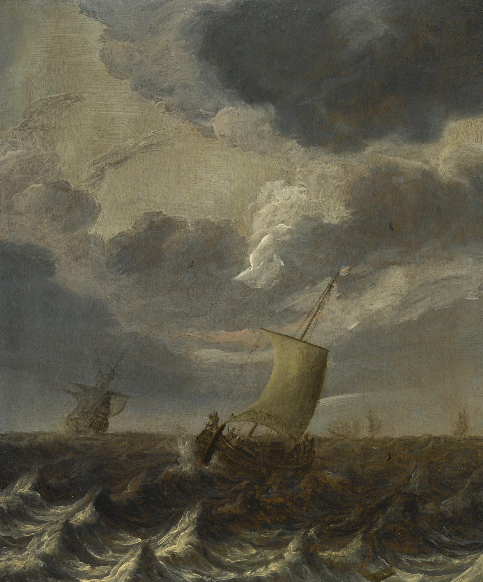 Cornelis Leonardsz. Stooter - Ships On Choppy Waters