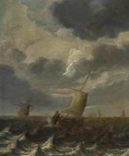 Cornelis Leonardsz. Stooter - Ships On Choppy Waters