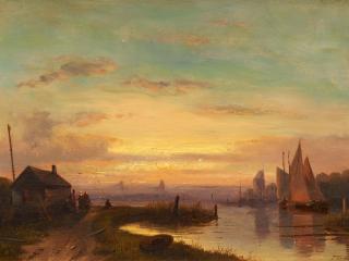 Cornelis Pieter t\' Hoen - Flussmündung im Abendlicht.