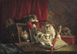 Cornelis Raaphorst - Kittens playing