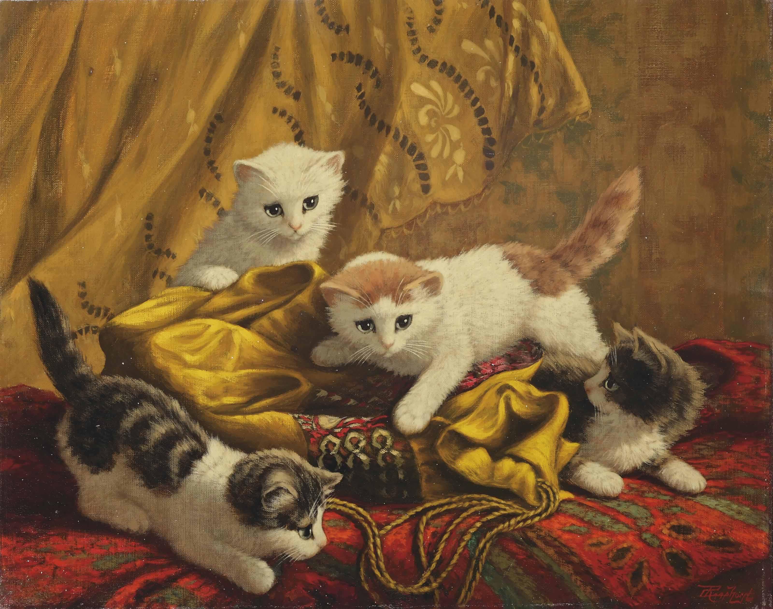 Cornelis Raaphorst - Playful kittens