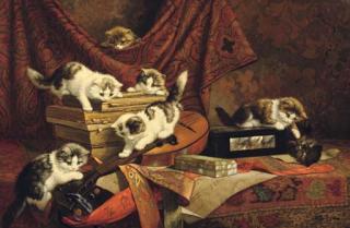 Cornelis Raaphorst - Playing kittens