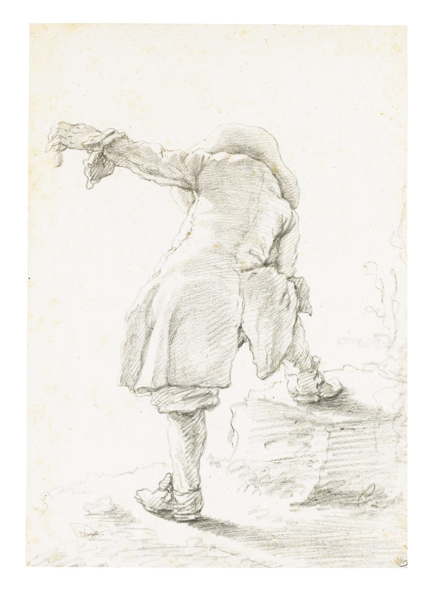 Cornelis Saftleven -  A Figure Seen From Behind, Holding An Object In His Left Hand