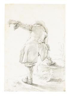 Cornelis Saftleven -  A Figure Seen From Behind, Holding An Object In His Left Hand