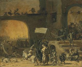 Cornelis Saftleven - A hoard of creatures with the Seven Deadly Sins, before a tavern