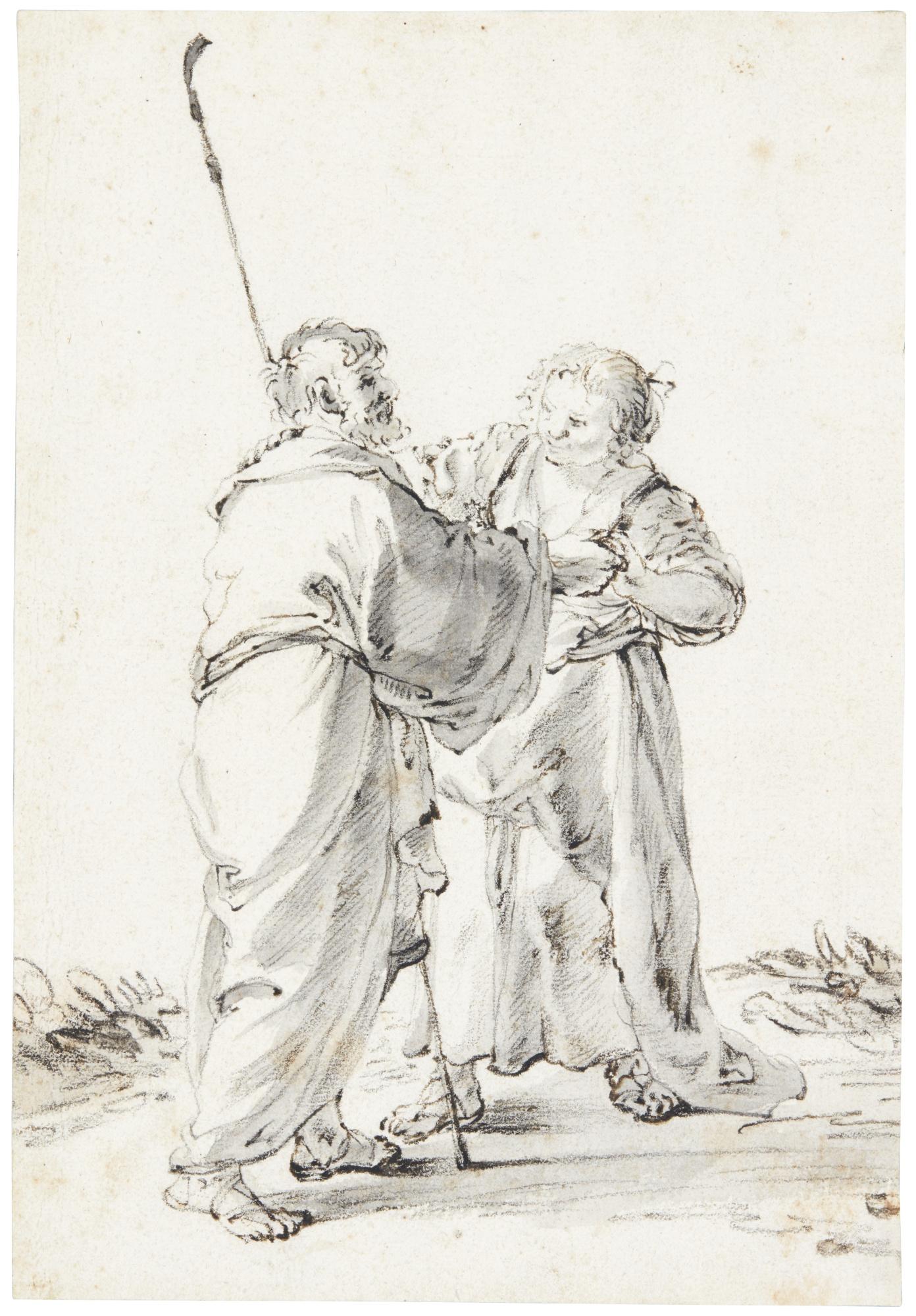 Cornelis Saftleven - A Shepherdess Helping A Blind Pilgrim