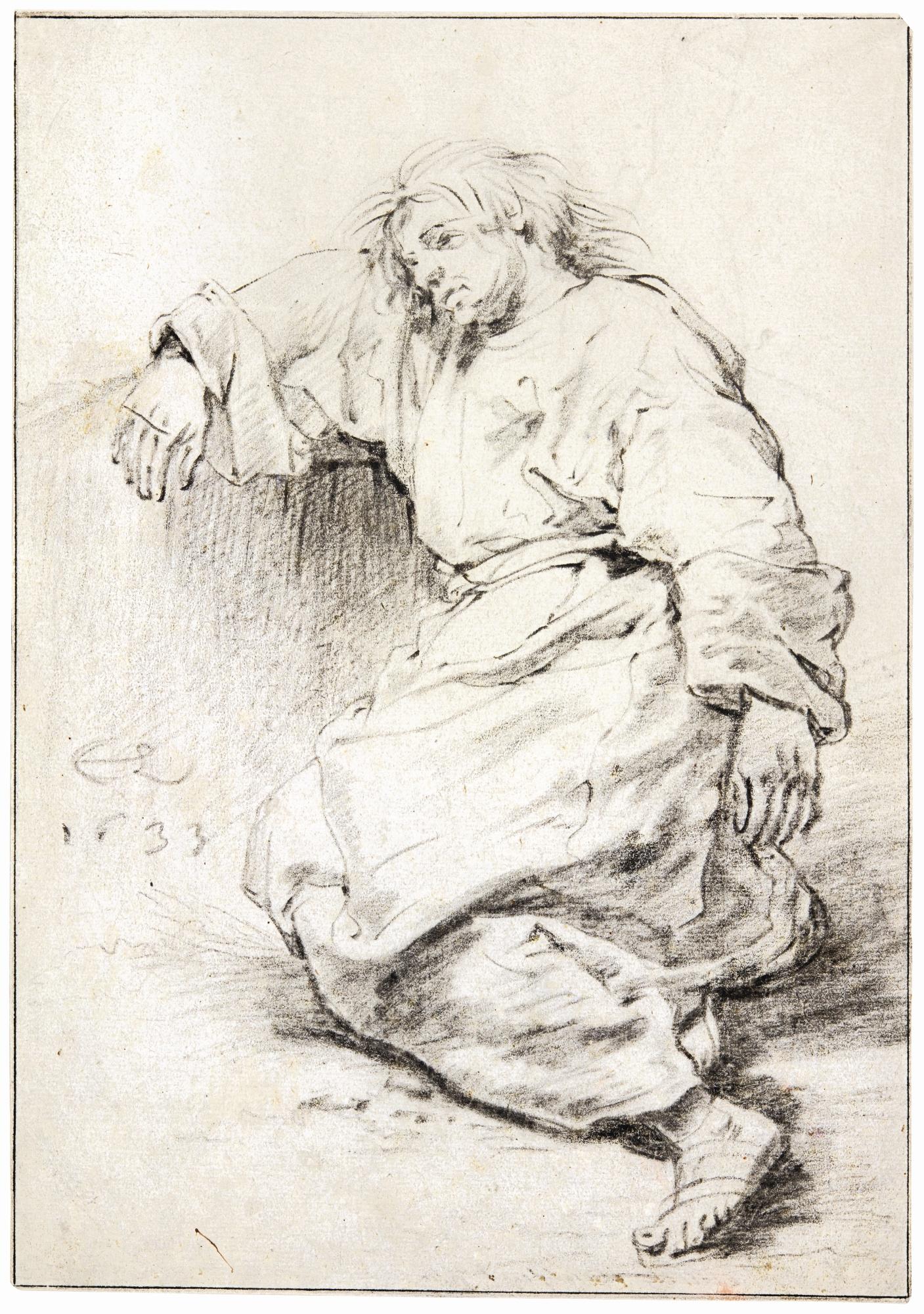 Cornelis Saftleven - Study Of A Reclining Youth