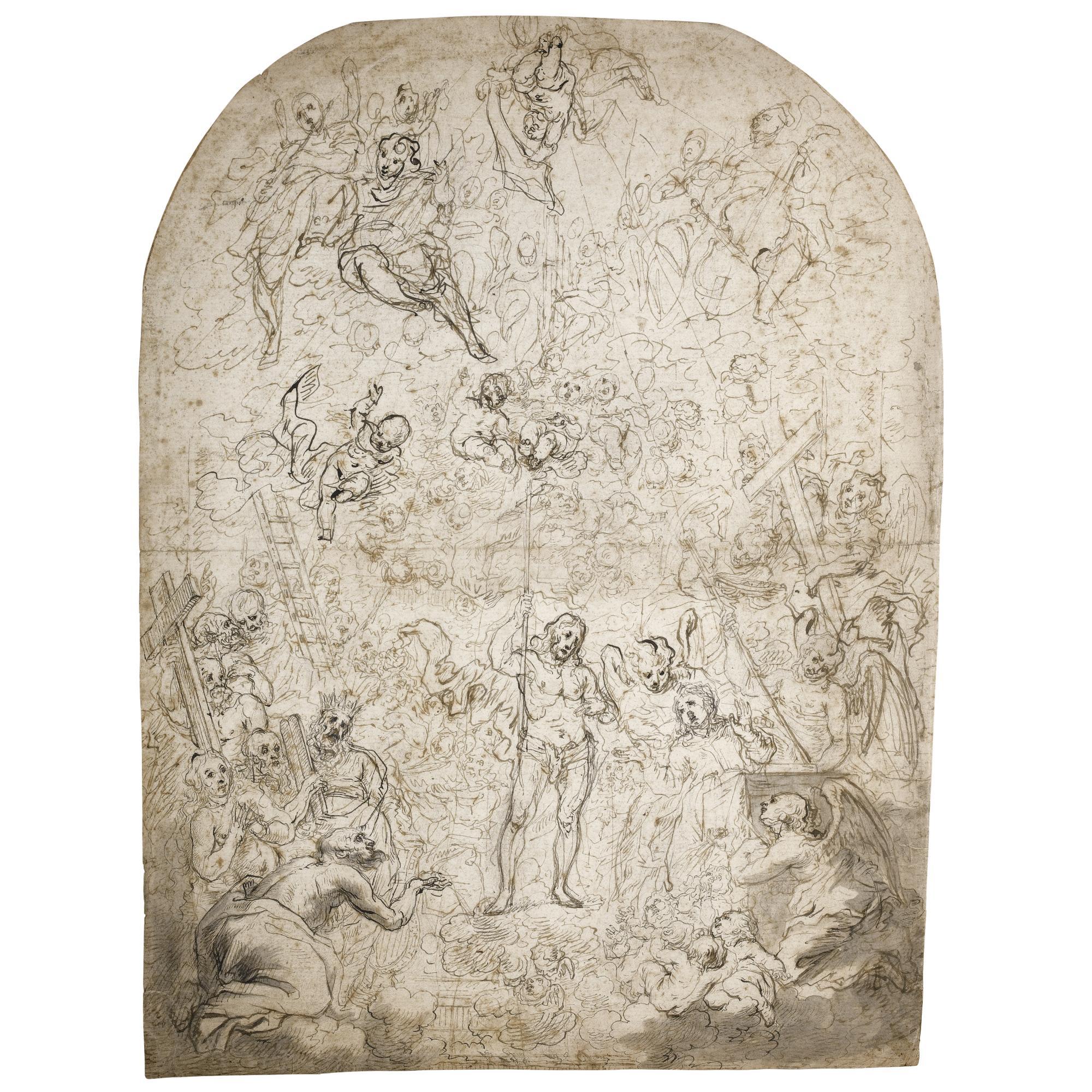 Cornelis Schut - The Resurrected Christ Standing Among Groups Of Angels And Saints