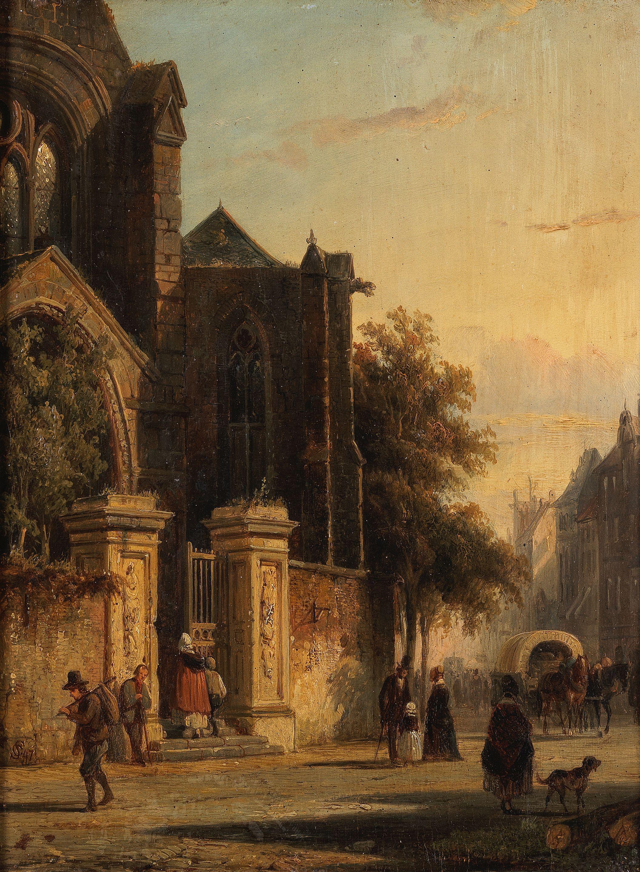 Cornelis Springer - A busy street corner