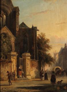 Cornelis Springer - A busy street corner