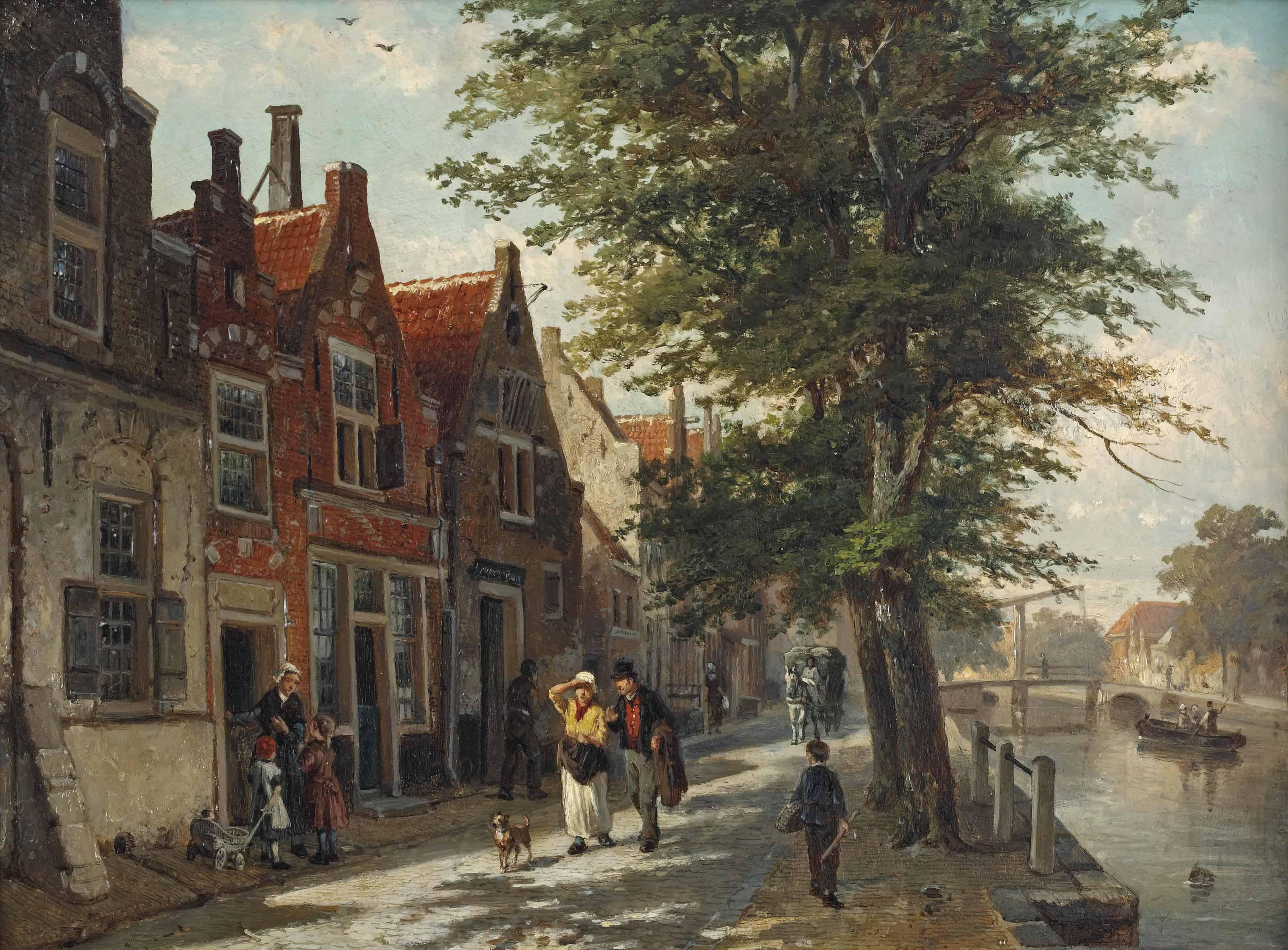 Cornelis Springer - A view of the Brouwersgracht, Haarlem