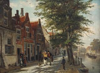 Cornelis Springer - A view of the Brouwersgracht, Haarlem