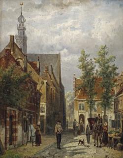 Cornelis Springer - A view of the Oosterkerk, Hoorn