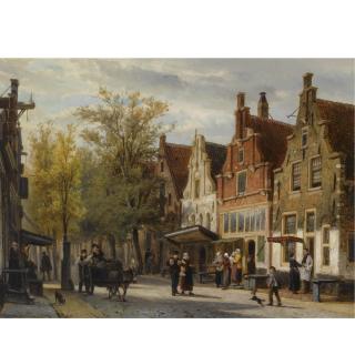 Cornelis Springer - A View Of The Westerstraat, Enkhuizen