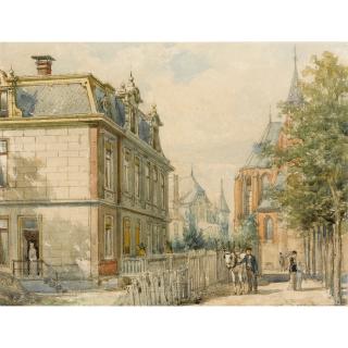 Cornelis Springer - A View On The Oude Vondelstraat 35, Amsterdam