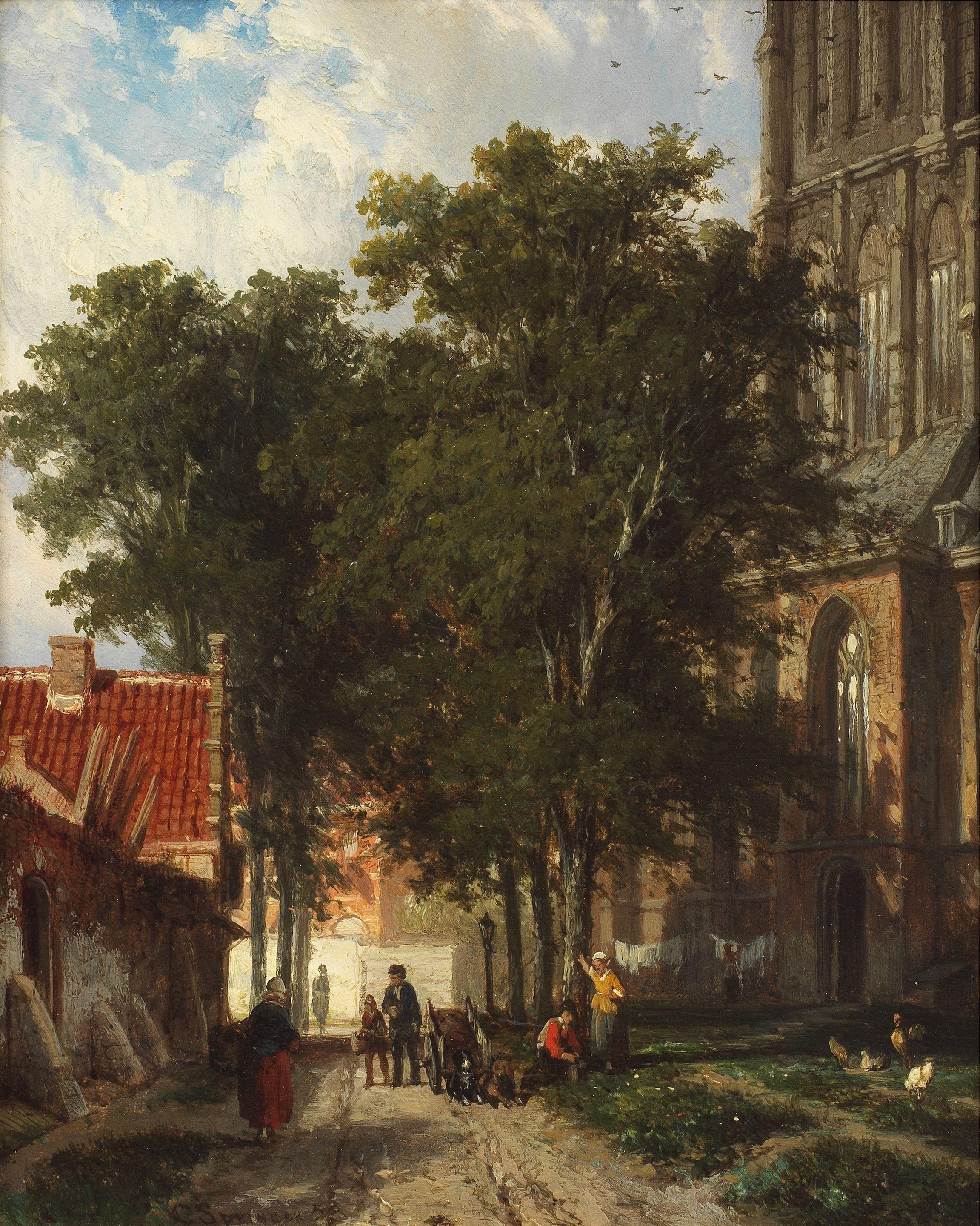 Cornelis Springer - Achter de Grote Kerk, Den Briel