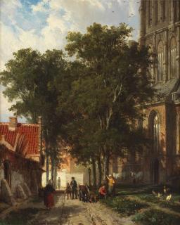 Cornelis Springer - Achter de Grote Kerk, Den Briel