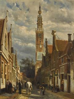Cornelis Springer - Dutch the Carillon Tower In Edam