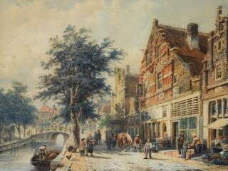 Cornelis Springer - Dutch the Havendijk, Enkhuizen, In Summer