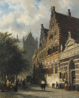 Cornelis Springer - Dutch the Kerkgracht In Leiden