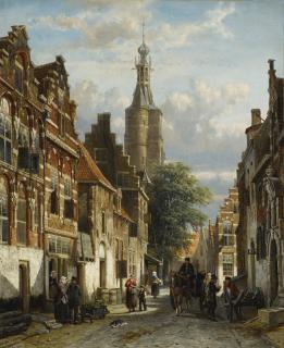 Cornelis Springer - Dutch view Of The Little Church In Zalt Bommel, Province Of Gelderland