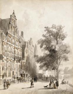Cornelis Springer - \'Het Huis met de Hoofden\' on the Keizersgracht, Amsterdam