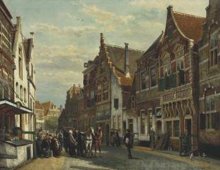 Cornelis Springer - The Wijdstraat, Oudewater, in summer