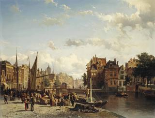 Cornelis Springer - View Of The Rokin In Amsterdam