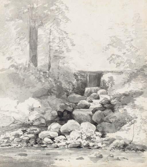 Cornelis Steffelaar - A Stream With A Waterfall