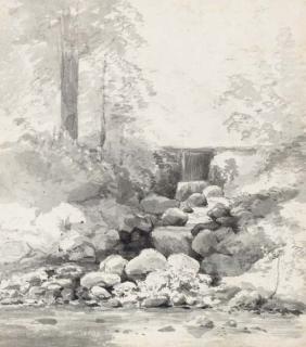 Cornelis Steffelaar - A Stream With A Waterfall