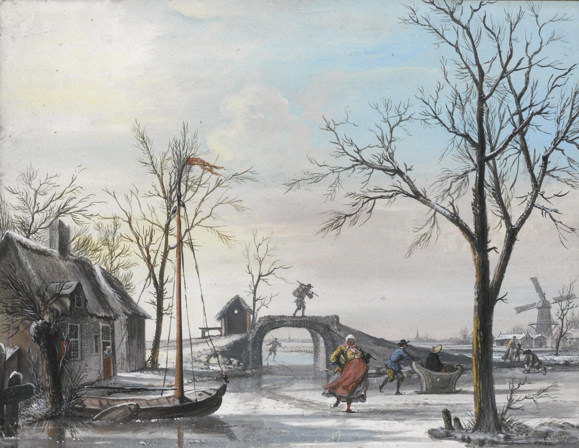 Cornelis Troost - Winter Landscape With Skaters